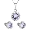 Sada šperků s krystaly Swarovski náušnice, řetízek a přívěsek fialové kulaté 39352.3 violet