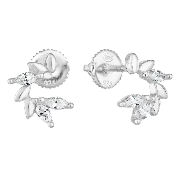 Stříbrné náušnice pecka se zirkonem v bílé barvě 11285.1