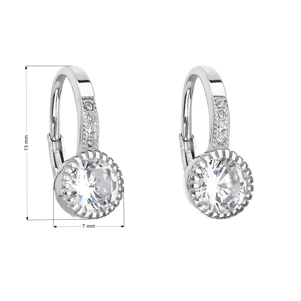 Stříbrné náušnice visací se zirkonem v bílé barvě 11201.1