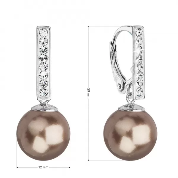 Stříbrné visací náušnice se Swarovski perlou a krystaly 71121.3 bronze