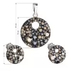 Sada šperků s krystaly Swarovski náušnice a přívěsek mix barev černá hnědá zlatá kulaté 39148.4