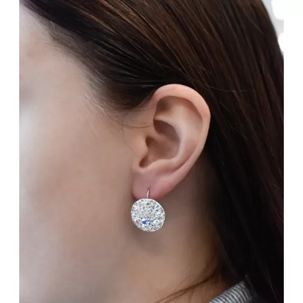 Stříbrné náušnice visací se Swarovski krystaly ab efekt kulaté 31161.2