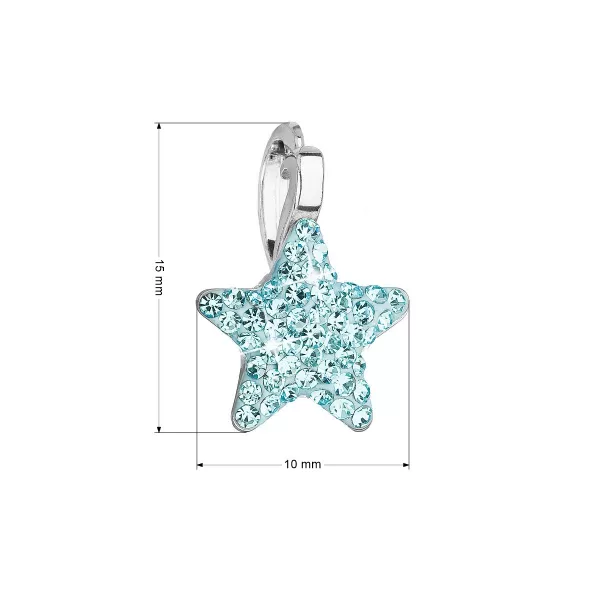 Stříbrný přívěsek s Preciosa krystaly modrá hvězdička 34259.3 aqua