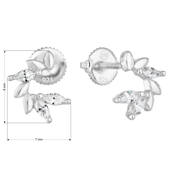 Stříbrné náušnice pecka se zirkonem v bílé barvě 11285.1