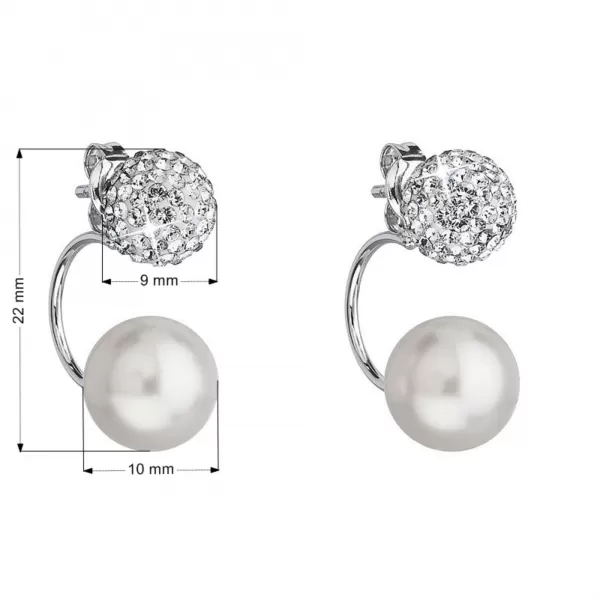 Stříbrné náušnice dvojité s krystaly Preciosa bílé kulaté 31178.1