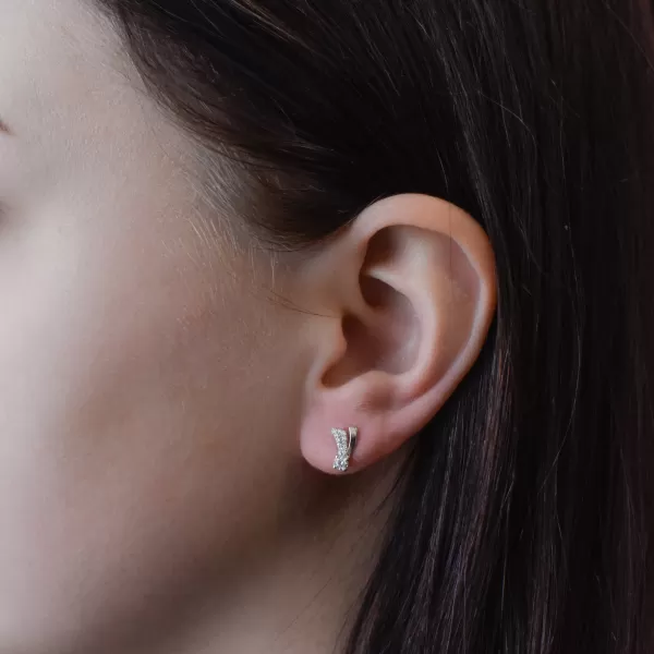 Zlaté náušnice 81008.1 bílé zlato s briliantem