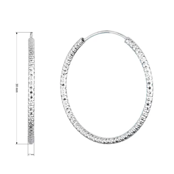 Stříbrné náušnice kruhy s ozdobným prolisováním 61006