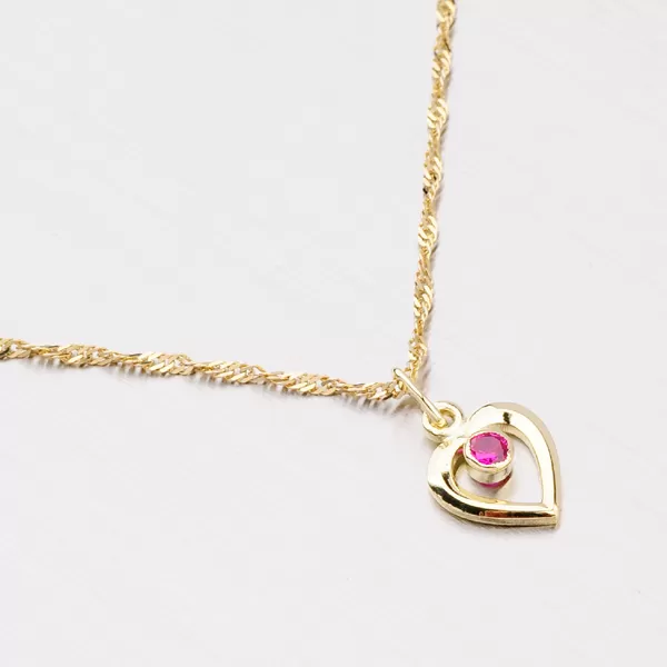 Zlaté srdce s červeným kamínkem 43-2316