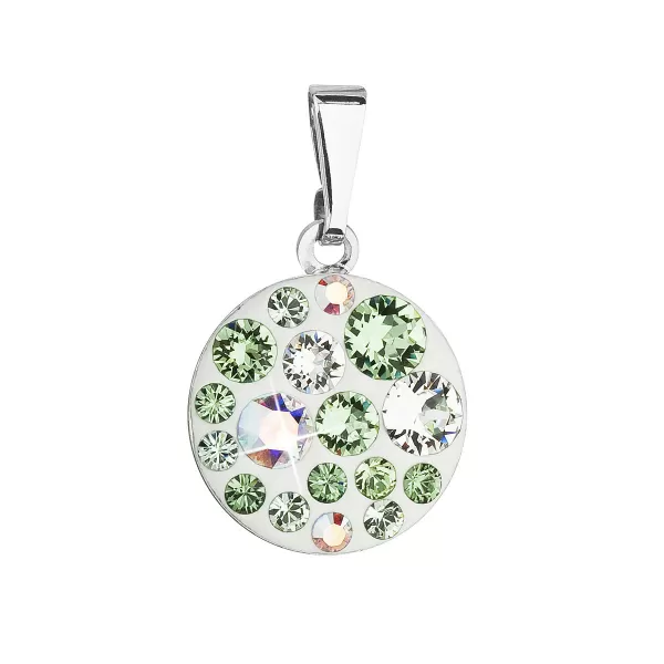 Přívěsek bižuterie se Swarovski krystaly zelený kulatý 54023.3