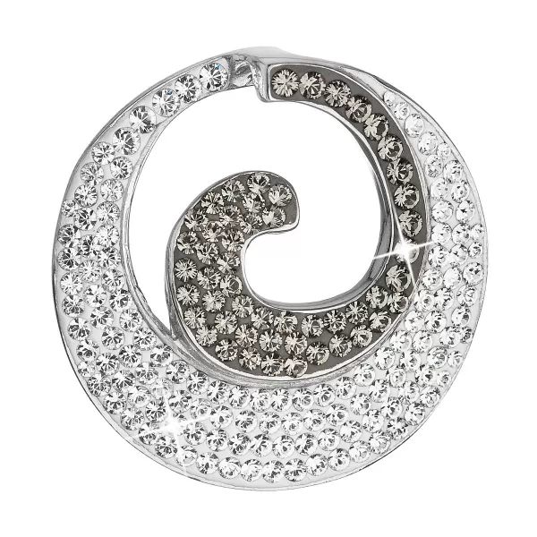 Stříbrný přívěsek s krystaly Swarovski šedý kulatý 34186.3