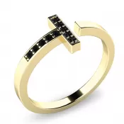 Prsten s černými brilianty ze žlutého zlata 140014ZL-DIA-Black