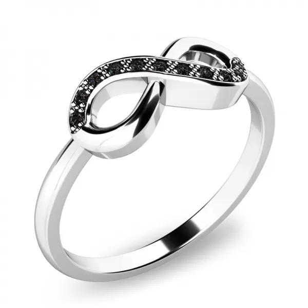 Prsten s černými brilianty z bílého zlata - infinity 140007B-DIA-Black
