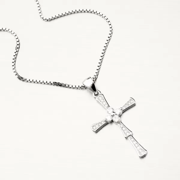 Stříbrný přívěsek kříž se zirkony PKL-3075