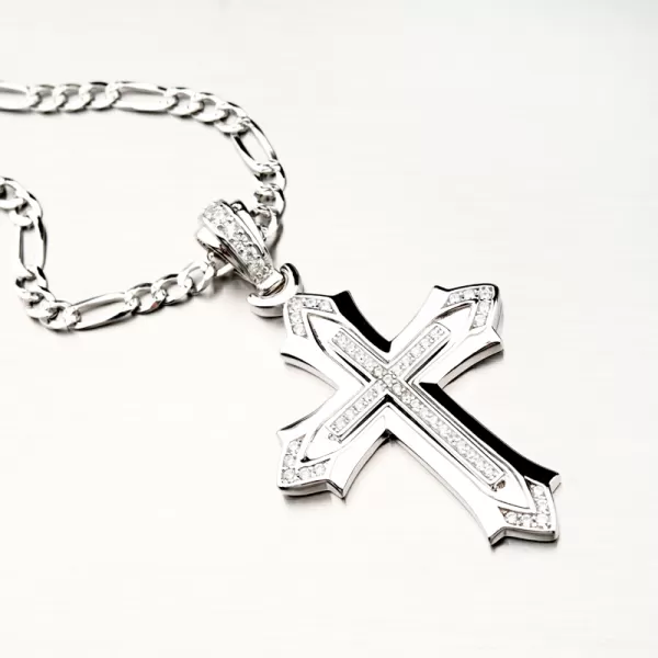 Stříbrný přívěsek kříž se zirkony PKL-3085