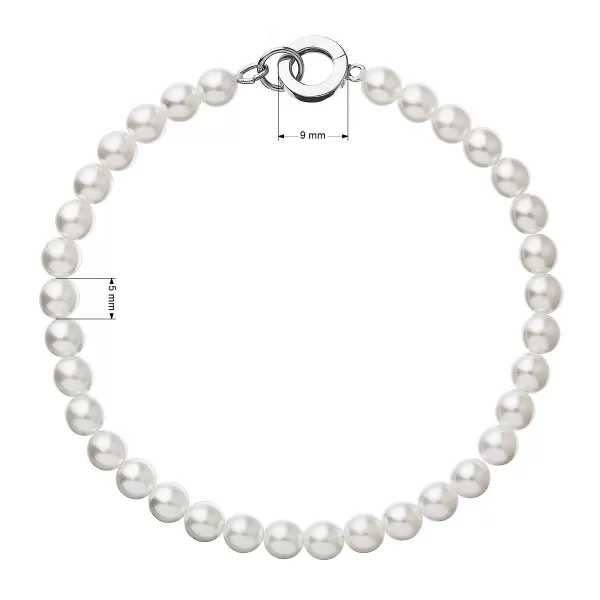 Perlový náramek bílý se stříbrnou sponou 33123.1