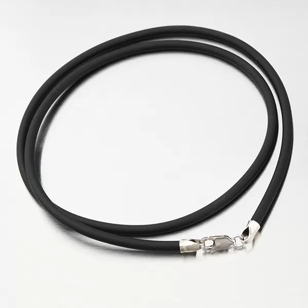 Náhrdelník ze stříbra a kůže v černé barvě N1400786-0348-SLX