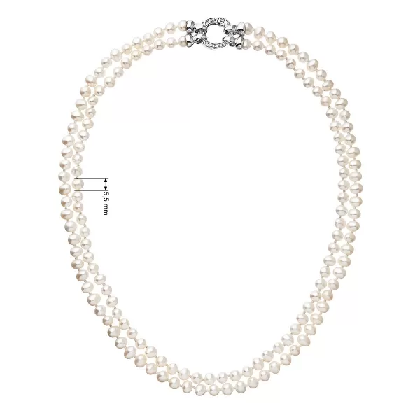 Perlový náhrdelník dvouřadý z pravých říčních perel bílý 22036.1