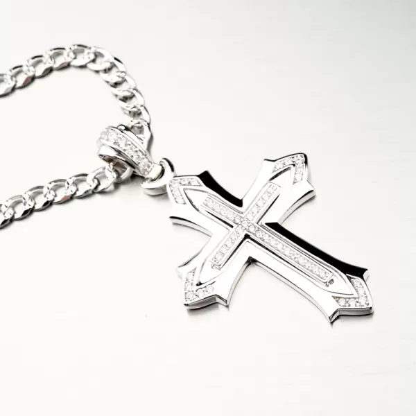 Stříbrný přívěsek kříž se zirkony PKL-3085