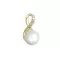 Zlatý 14 karátový přívěsek žluté zlato s bílou říční perlou a zirkony 94PZ00008 nekonečno