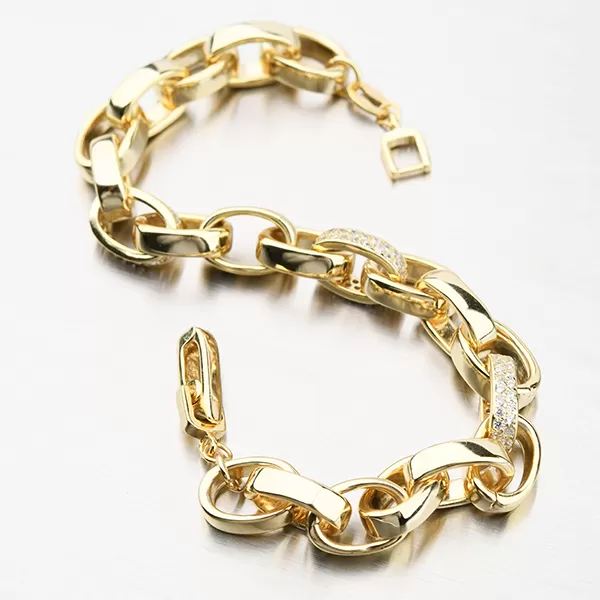 Pozlacený stříbrný náramek se zirkony B1901558-1905-SLX