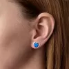 Stříbrné náušnice srdce s modrým syntetickým opálem 31259.3 blue
