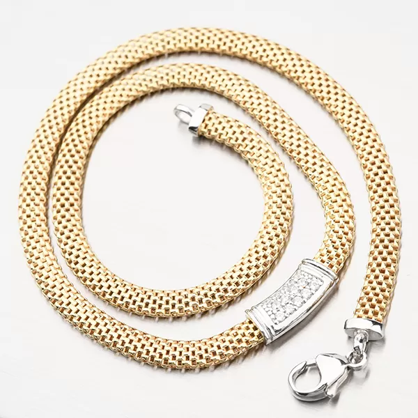 Zlacený stříbrný náhrdelník se zirkony N1902536-2196-SLX