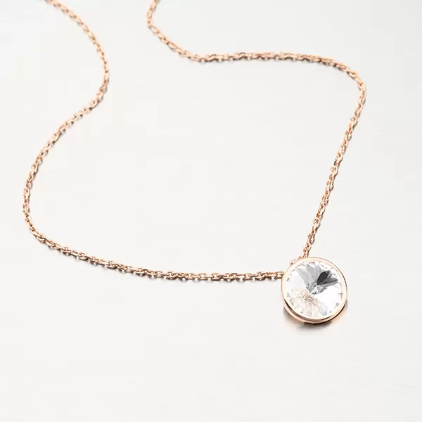 Dámský náhrdelník stříbro 925 krystaly pozlacený růžovým zlatem N1402520-2120-SLX