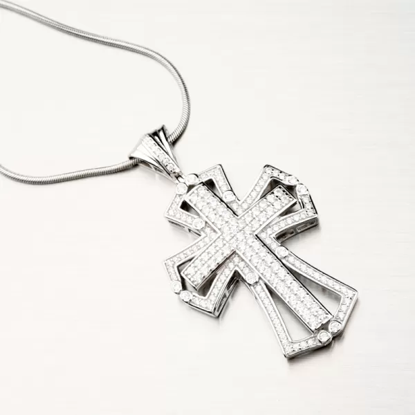 Stříbrný přívěsek kříž se zirkony PKL-3090