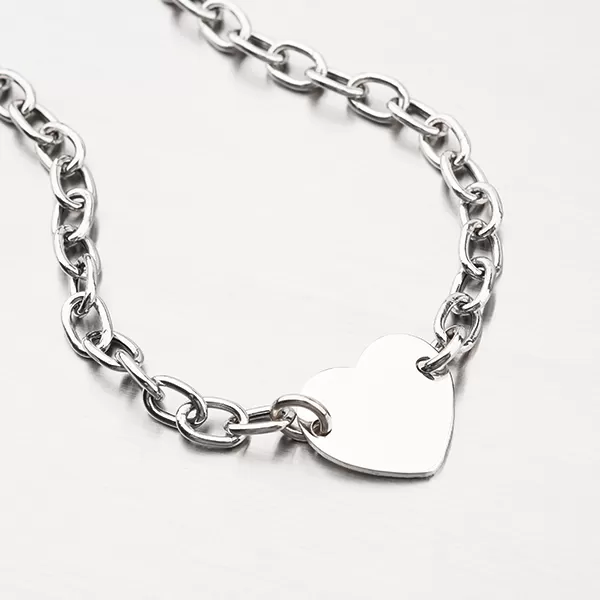 Stříbrný náramek se srdcem s možností rytiny B1703328-1264-SLX
