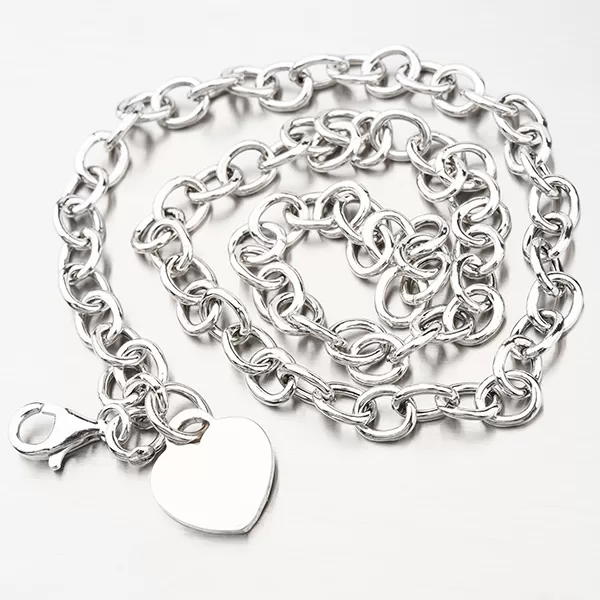 Stříbrný náhrdelník se srdcem s možností rytiny N1300445-1264-SLX