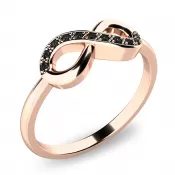 Prsten s černými brilianty z růžového zlata - infinity 140007CV-DIA-Black