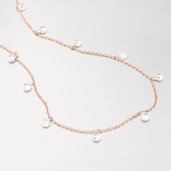 Náhrdelník pozlacený růžovým zlatem s krystaly N1803391-1905-SLX