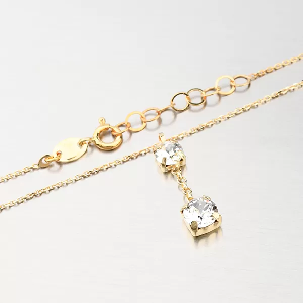 Náhrdelník s krystaly v barvě žlutého zlata N1900175-2120-SLX