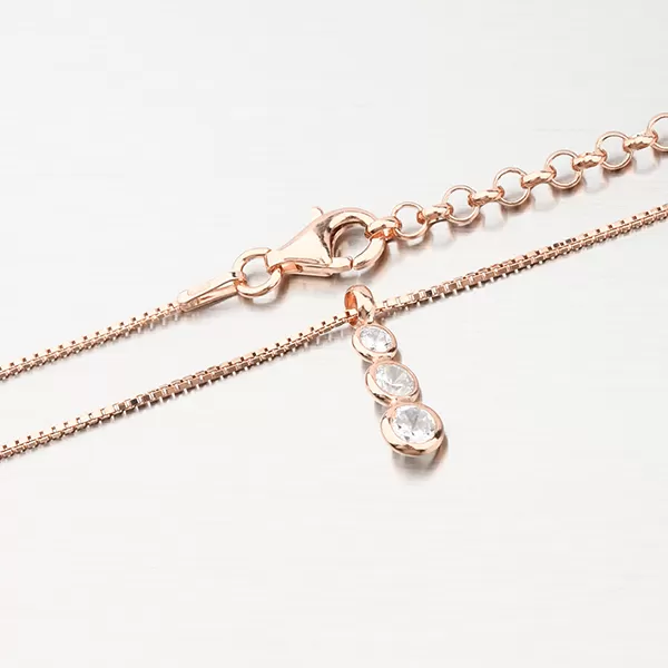 Dámský náhrdelník stříbro 925 zirkon růžovým zlatem pozlacený N1400568-0398-SLX