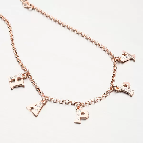 Stříbrný náramek HAPPY v barvě růžového zlata B2001469-0331-SLX