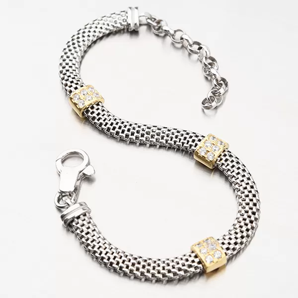 Dámský náramek stříbro 925 pozlacený se zirkony B1400751-1304-SLX