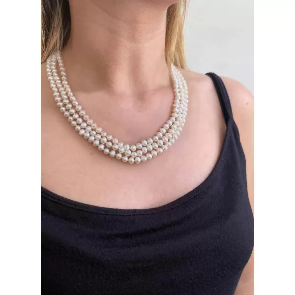 Perlový náhrdelník třířadý z pravých říčních perel bílý 22035.1