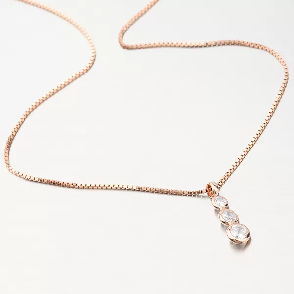Dámský náhrdelník stříbro 925 zirkon růžovým zlatem pozlacený N1400568-0398-SLX