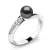 Dámský prsten bílé zlato 585/1000 přírodní diamant 0.158 ct černá perla a brilianty 140011-B-FW-Black