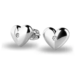 Dámské náušnice bílé zlato 585/1000 přírodní diamant 0.024 ct G/SI srdíčka s brilianty 140019-B-DIA
