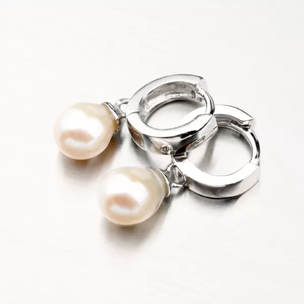 Dámské náušnice stříbro 925 perly kruhy PKL-2077