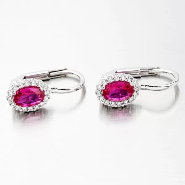 Dámské náušnice bílé zlato 585 zirkon s rubín 12-642