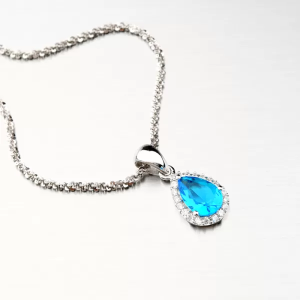 Dámský přívěsek stříbro 925 zirkon stříbra s modrým kamenem PKL-3095