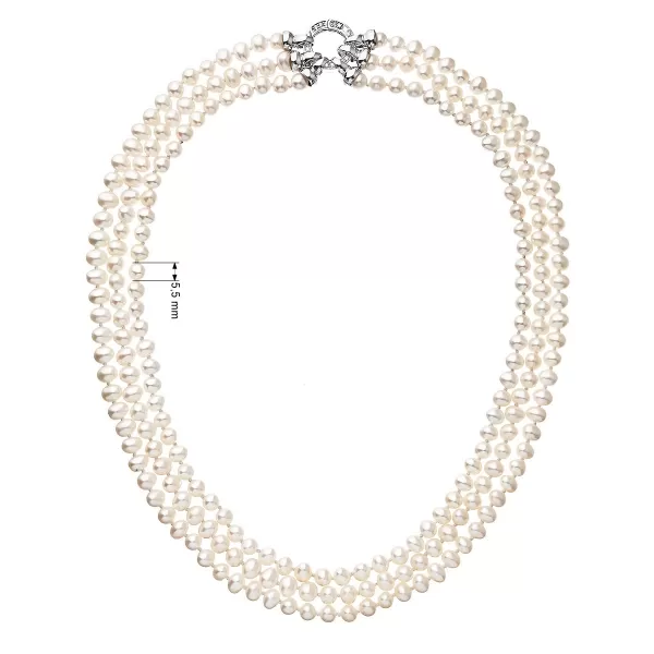 Perlový náhrdelník třířadý z pravých říčních perel bílý 22035.1