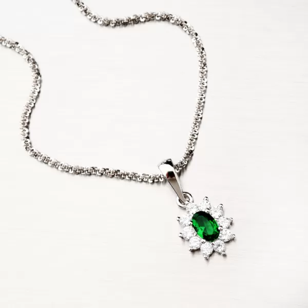 Stříbrný přívěsek se zeleným zirkonem PKL-3117