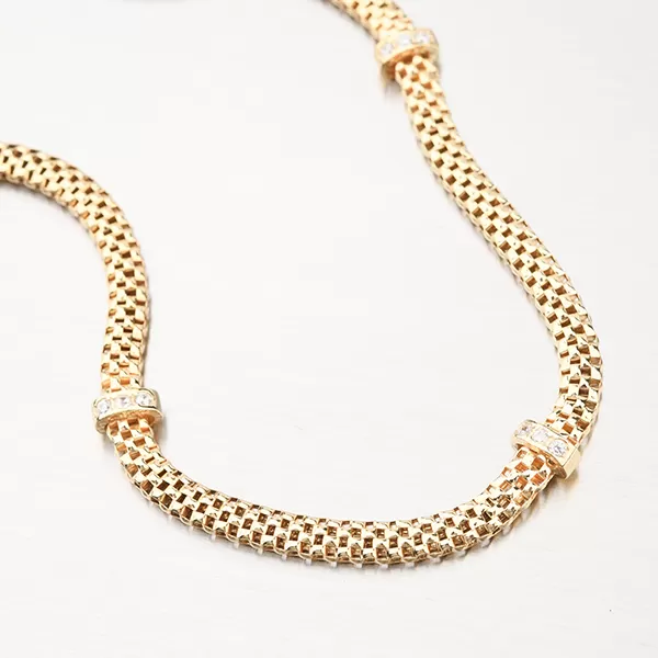 Zlacený stříbrný náhrdelník se zirkony N1300491-1264-SLX