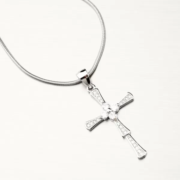 Stříbrný přívěsek kříž se zirkony PKL-3075