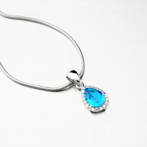 Dámský přívěsek stříbro 925 zirkon stříbra s modrým kamenem PKL-3095