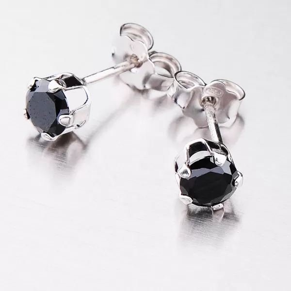 Dámské náušnice stříbro 925 zirkon s černým černé kameny E1400234-0851-SLX
