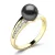 Dámský prsten žluté zlato 585/1000 přírodní diamant 0.156 ct černá perla a brilianty 140012-ZL-FW-Black